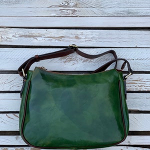 Grüne Ledertasche, handgemachte Ledertasche, Handtasche, Damen-Ledertasche, elegante Ledertasche, hergestellt in Italien Handtasche, Messenger-Tasche, Umhängetasche Bild 4