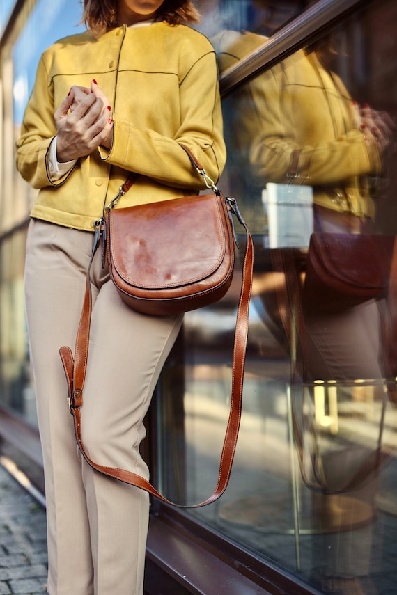 NATURAL HANDMADE REAL LEATHER SATCHEL SADDLE BAG RETRO RUSTIC VINTAGE  DESIGNER