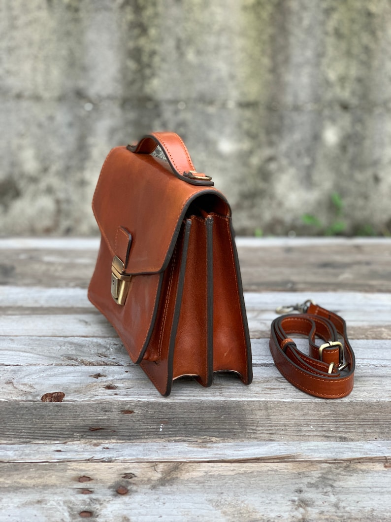 Leather organizer, leather bag, handmade leather bag, handbag, men leather bag, elegant leather bag, made in Italy handbag image 5