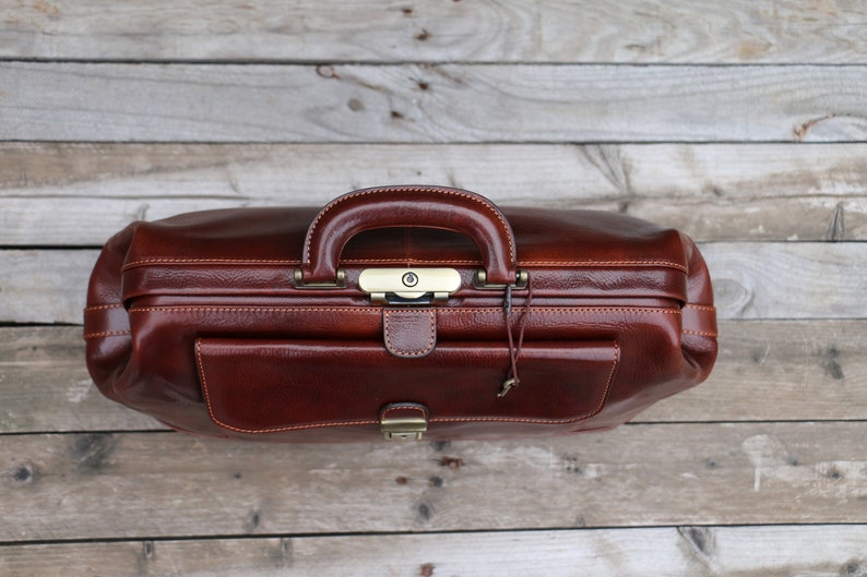 Leather Doctor Bag, Men's Large Medical Bag,Leather Medical Bag for Men, Large Doctors Bag, Personalized Top Handle Bag, Gift for Him image 4