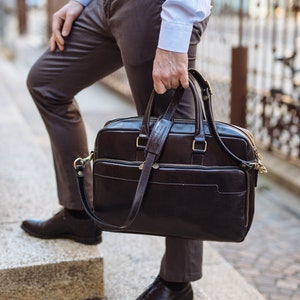 Porte-documents en cuir, porte-documents en cuir marron, porte-documents en cuir pour homme, sac pour ordinateur portable, sac en cuir, cadeau pour lui, sac à bandoulière, porte-documents homme