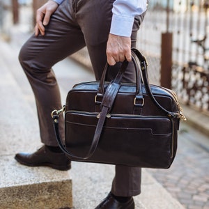 Leather Briefcase,Brown Leather Briefcase, Men Leather Briefcase, Laptop Bag, Leather bag, Gift for Him, Shoulder Bag, Men Briefcase image 8