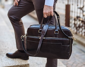 Leather Briefcase,Brown Leather Briefcase, Men Leather Briefcase, Laptop Bag, Leather bag, Gift for Him, Shoulder Bag, Men Briefcase