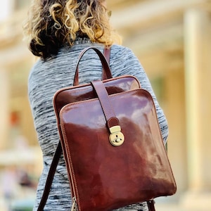 Zaino in pelle, zaino fatto a mano, borsa in pelle, zaino in pelle, zaino vintage, zaino, zaino da donna immagine 6