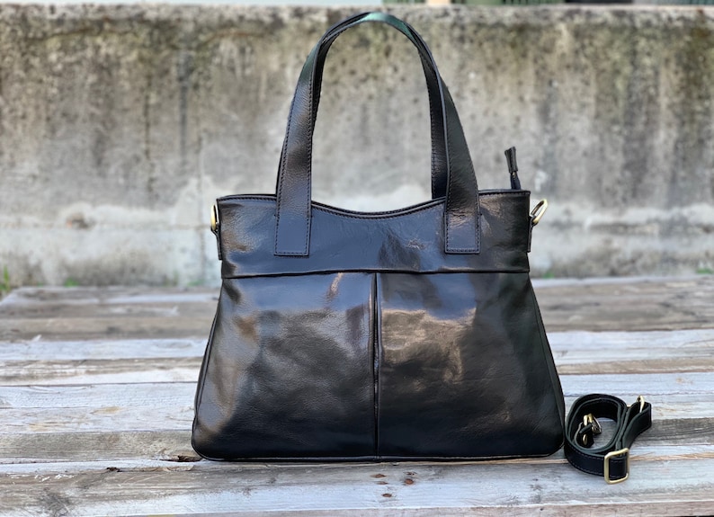 Leather tote bag, handmade bag, leather bag,leather shoulder bag, tote, large tote bag, tote bag, handbag image 4