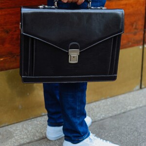 Leather Briefcase,Black Leather Briefcase, Mens Leather Briefcase, Laptop Bag, Leather bag, Gift for Him, Shoulder Bag, Mens Briefcase image 1