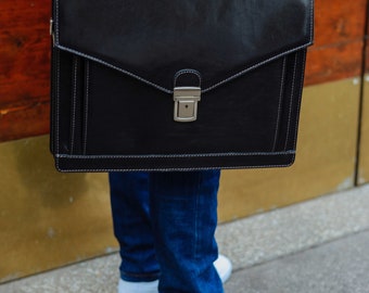 Leather Briefcase,Black Leather Briefcase, Mens Leather Briefcase, Laptop Bag, Leather bag, Gift for Him, Shoulder Bag, Mens Briefcase
