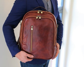 Mens Backpack, Leather Backpack, Leather Bag, Leather Rucksack, Travel Backpack, Brown Backpack, Laptop Backpack