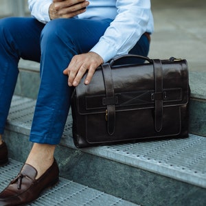 Porte-documents en cuir, porte-documents en cuir marron, porte-documents en cuir pour homme, sac pour ordinateur portable, sac en cuir, cadeau pour lui, sac à bandoulière, porte-documents homme