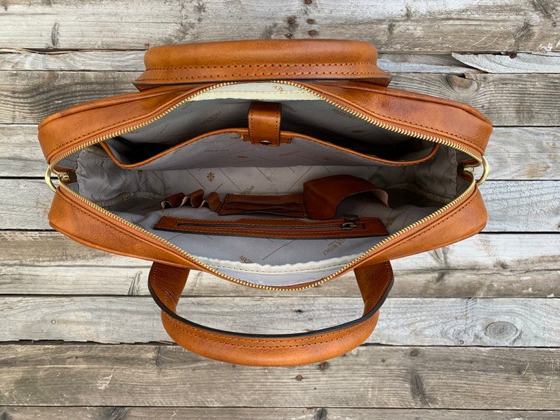 Leder Aktentasche, Braune Leder Aktentasche, Herren Aktentasche aus Leder, Laptoptasche, Ledertasche, Geschenk für Ihn, Umhängetasche, Herren Aktentasche Bild 7