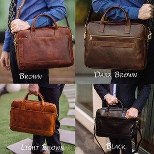 Leather Briefcase,Brown Leather Briefcase, Men Leather Briefcase, Laptop Bag, Leather bag, Gift for Him, Shoulder Bag, Men Briefcase 画像 8