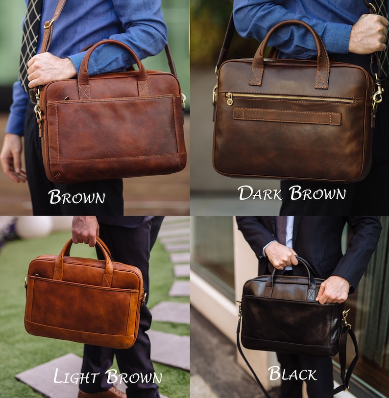 Leather Briefcase,Brown Leather Briefcase, Men Leather Briefcase, Laptop Bag, Leather bag, Gift for Him, Shoulder Bag, Men Briefcase 画像 8