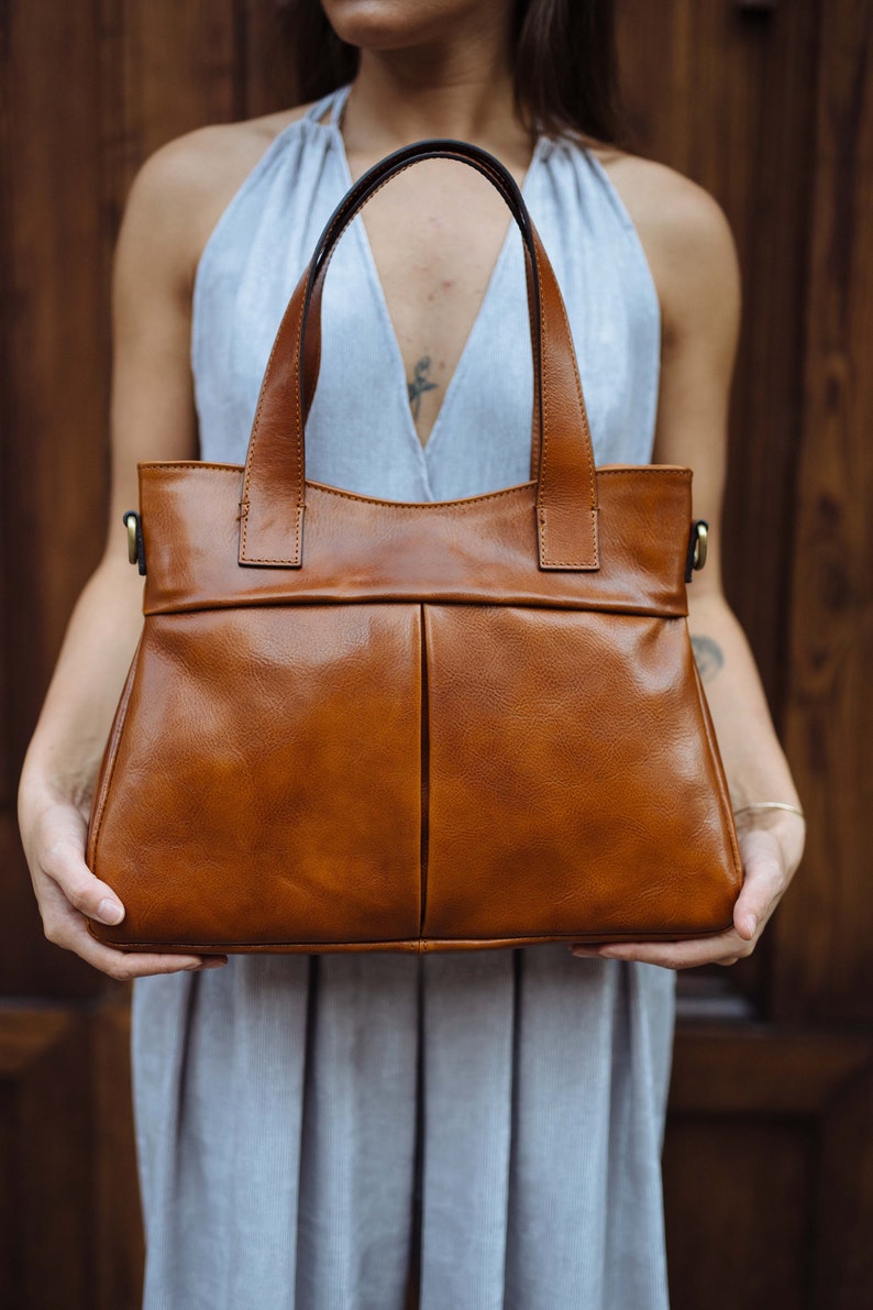 Leather tote bag, handmade bag, leather bag,leather shoulder bag, tote, large tote bag, tote bag, handbag image 7