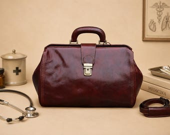 48Hours DELIEVRY,Leather Doctor Bag, women Medical bag,Men's Large Medical Bag,Leather Medical Bag, Large Doctors Bag, Top Handle Bag,