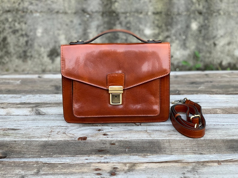 Leather organizer, leather bag, handmade leather bag, handbag, men leather bag, elegant leather bag, made in Italy handbag image 4