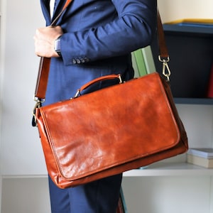 Porte-documents en cuir, porte-documents en cuir marron, porte-documents en cuir pour homme, sac pour ordinateur portable, sac en cuir, cadeau pour lui, sac à bandoulière, porte-documents homme