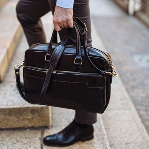 Leather Briefcase,Brown Leather Briefcase, Men Leather Briefcase, Laptop Bag, Leather bag, Gift for Him, Shoulder Bag, Men Briefcase image 4