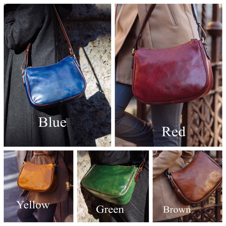 Grüne Ledertasche, handgemachte Ledertasche, Handtasche, Damen-Ledertasche, elegante Ledertasche, hergestellt in Italien Handtasche, Messenger-Tasche, Umhängetasche Bild 7