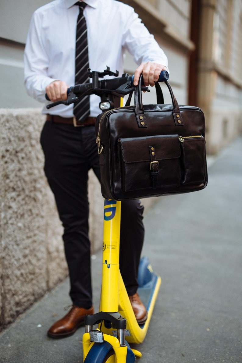 Leather Briefcase,Bicolor Leather Briefcase Gift for Him Leather bag Men Briefcase Shoulder Bag Men Leather Briefcase Laptop Bag