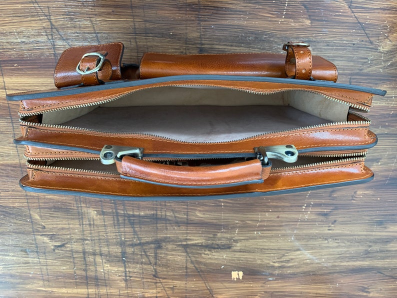 Aktentasche aus Leder, Aktentasche aus braunem Leder, Aktentasche aus Leder für Herren, Laptoptasche, Ledertasche, Geschenk für Ihn, Umhängetasche, Aktentasche für Herren Bild 8