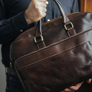 Porte-documents en cuir, porte-documents en cuir marron, porte-documents en cuir pour homme, sac pour ordinateur portable, sac en cuir, cadeau pour lui, sac à bandoulière, porte-documents homme