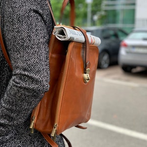 Leather Backpack, Handmade Backpack, Leather Bag, Leather Rucksack, Vintage Backpack, Backpack, Womens Backpack image 2