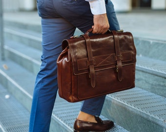 Leather Briefcase,Brown Leather Briefcase, Men Leather Briefcase, Laptop Bag, Leather bag, Gift for Him, Shoulder Bag, Men Briefcase