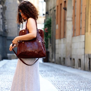 sac en cuir, sac en cuir fait main, sac à main, sac en cuir pour femme, sac en cuir élégant, sac à main fabriqué en Italie image 5