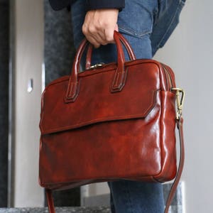 Porte-documents en cuir, porte-documents en cuir marron, porte-documents en cuir pour homme, sac pour ordinateur portable, sac en cuir, cadeau pour lui, sac à bandoulière, porte-documents pour homme