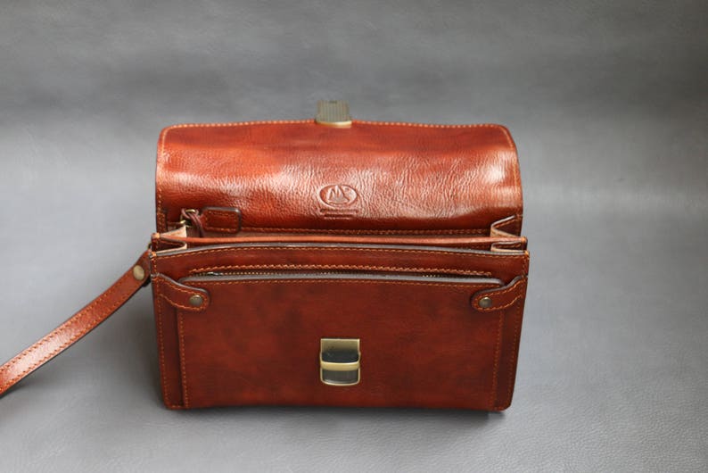 leather bag, handmade leather bag, handbag, men leather bag, elegant leather bag, made in Italy handbag image 7