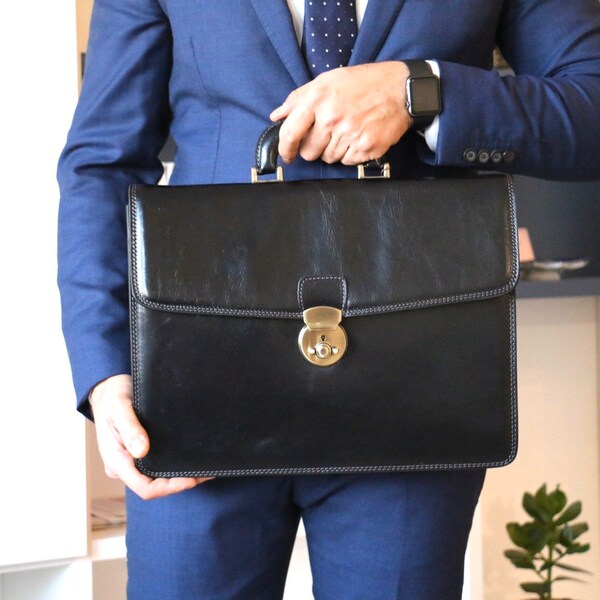 Leather Briefcase Etsy