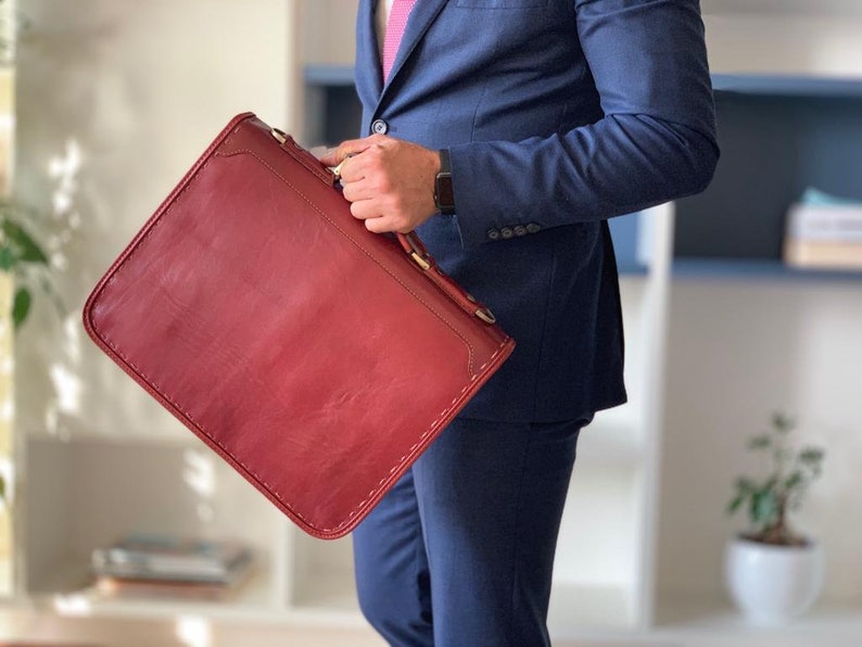 Leather Briefcase,Brown Leather Briefcase Leather bag Mens Briefcase Laptop Bag Shoulder Bag Gift for Him Mens Leather Briefcase