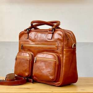 Porte-documents en cuir, Porte-documents en cuir brun, Porte-documents en cuir pour hommes, Sac pour ordinateur portable, Sac en cuir, Cadeau pour lui, Sac à bandoulière, Porte-documents pour hommes