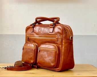 Leather Briefcase,BrownLeather Briefcase, Mens Leather Briefcase, Laptop Bag, Leather bag, Gift for Him, Shoulder Bag, Mens Briefcase