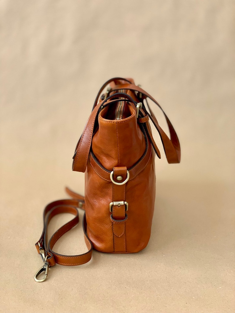 leather bag, handmade leather bag, handbag, woman leather bag, elegant leather bag, made in Italy handbag image 6