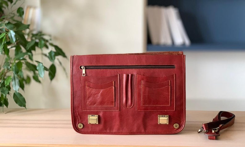 Leather Briefcase,Brown Leather Briefcase Leather bag Mens Briefcase Laptop Bag Shoulder Bag Gift for Him Mens Leather Briefcase