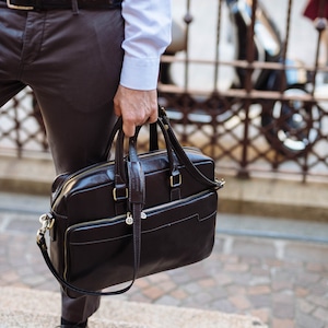 Leather Briefcase,Brown Leather Briefcase, Men Leather Briefcase, Laptop Bag, Leather bag, Gift for Him, Shoulder Bag, Men Briefcase image 7