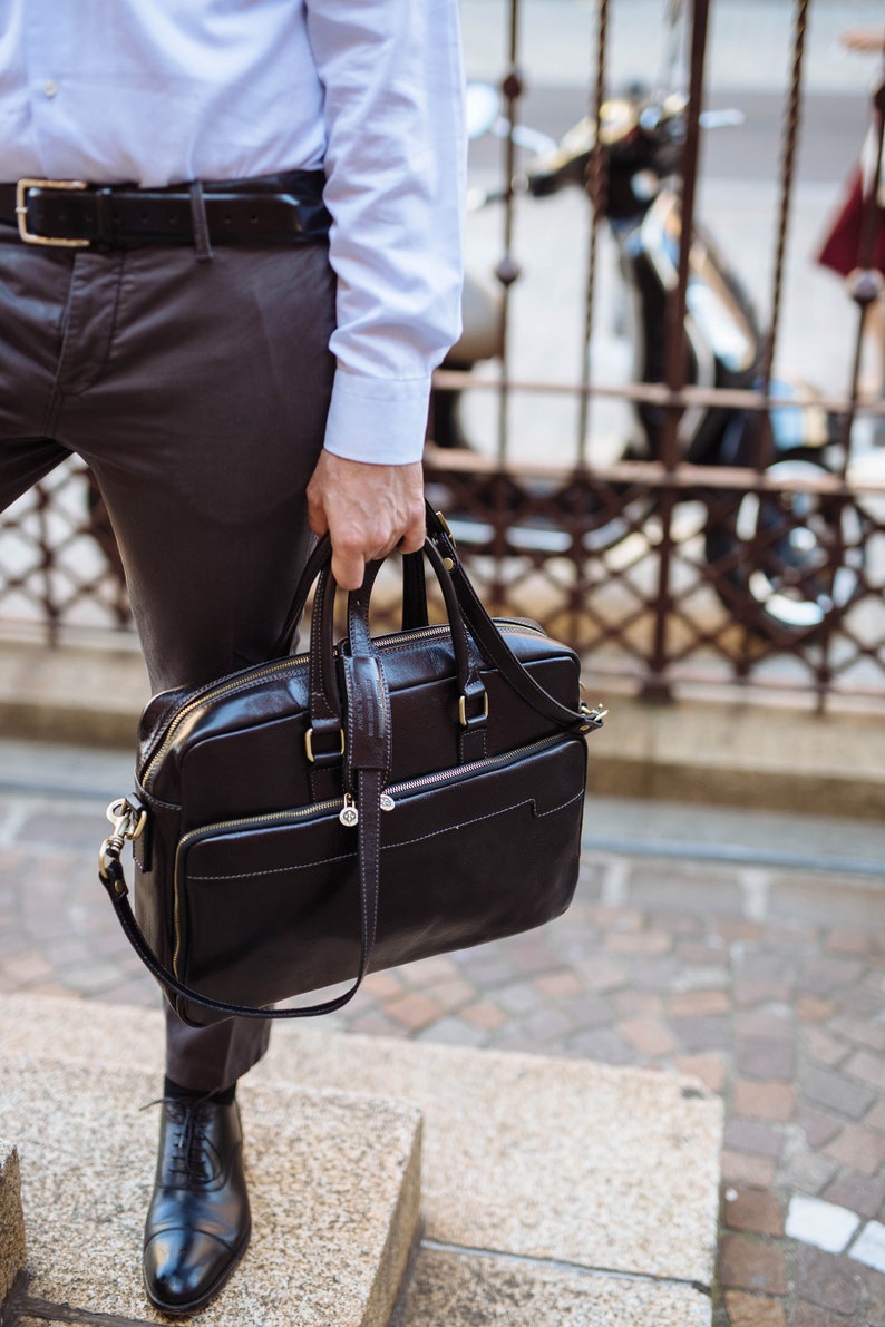 Leather Briefcase,Brown Leather Briefcase, Men Leather Briefcase, Laptop Bag, Leather bag, Gift for Him, Shoulder Bag, Men Briefcase image 7