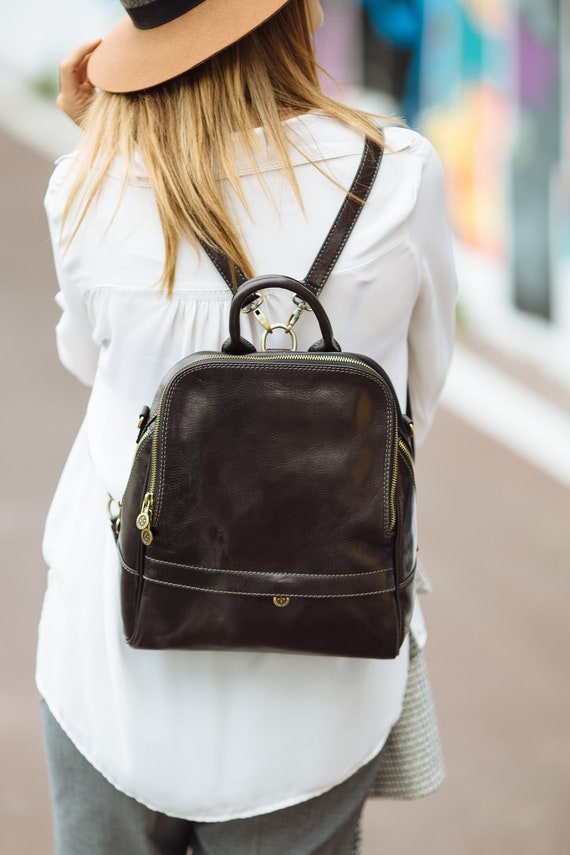 Etsy leather deals backpack purse