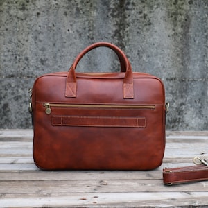 Leather Briefcase,Brown Leather Briefcase, Men Leather Briefcase, Laptop Bag, Leather bag, Gift for Him, Shoulder Bag, Men Briefcase 画像 2