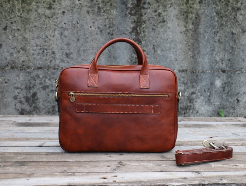 Leather Briefcase,Brown Leather Briefcase, Men Leather Briefcase, Laptop Bag, Leather bag, Gift for Him, Shoulder Bag, Men Briefcase 画像 2