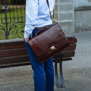 Porte-documents en cuir, porte-documents en cuir marron, porte-documents en cuir pour homme, sac pour ordinateur portable, sac en cuir, cadeau pour lui, sac à bandoulière, porte-documents homme