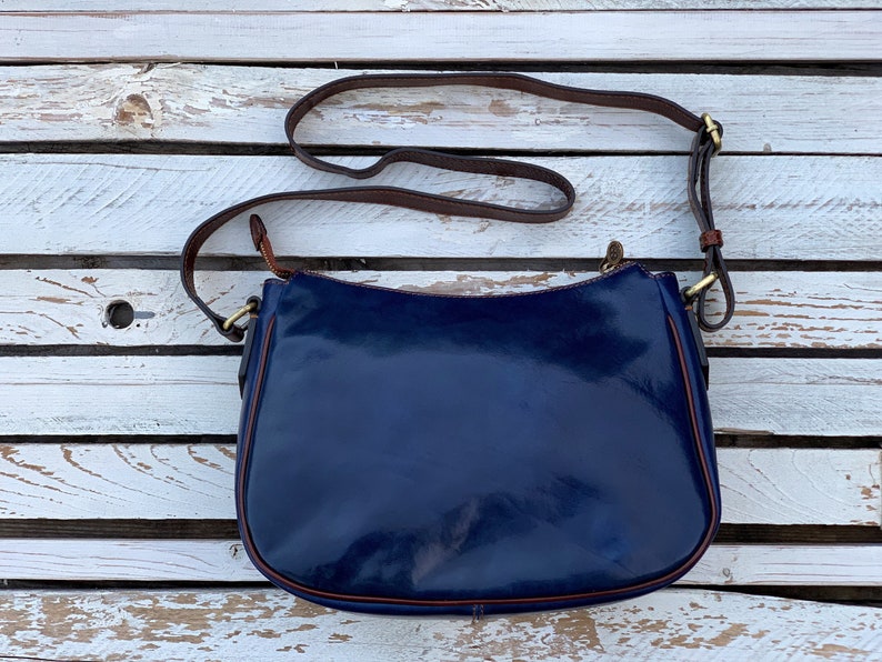 Blue leather bag, handmade leather bag, handbag, woman leather bag, elegant leather bag, made in Italy handbag,messenger bag,cross body bag image 4