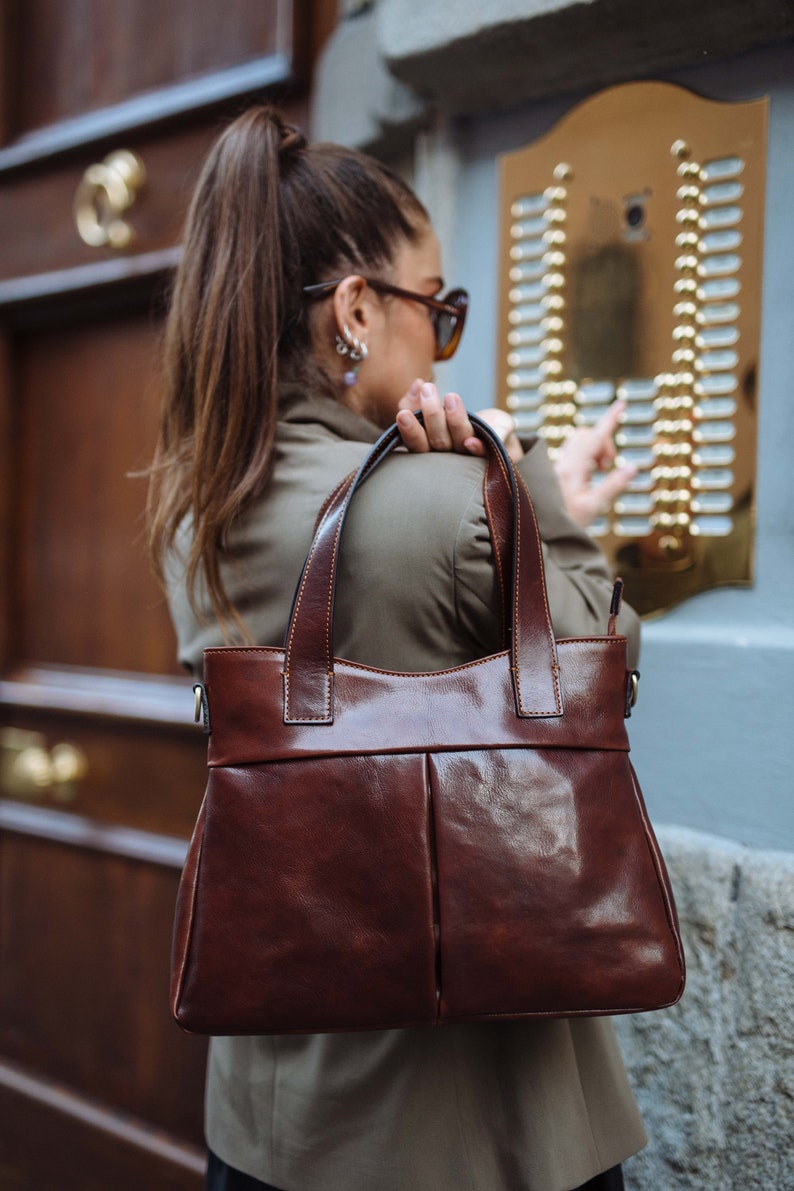 Leather tote bag, handmade bag, leather bag,leather shoulder bag, tote, large tote bag, tote bag, handbag image 3