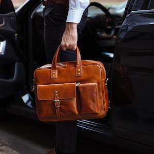 Leather Briefcasebrown Leather Briefcase Men Leather - Etsy