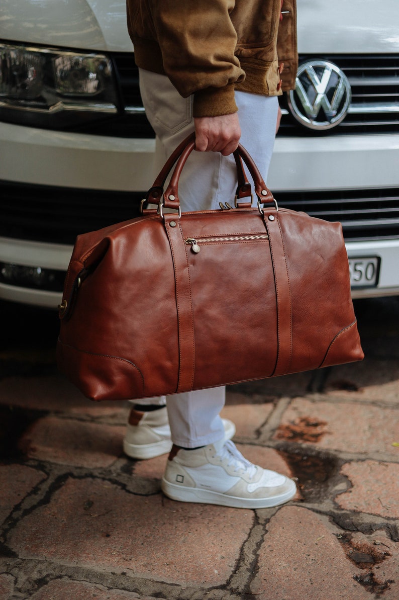 Leather Travel Bag,Leather Duffel Bag,Weekender bag,Duffel Bag,Leather overnight bag,Cabin Travel Bag,Brown duffel,Gym Bag image 1
