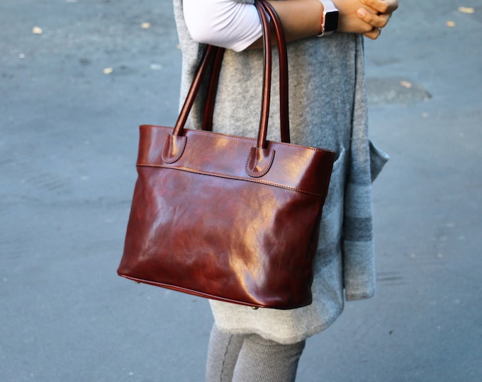 48Hours DELIEVRY,Handmade Italian Leather Tote Bag: Elegant Tuscany Handbag