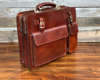 Leather Briefcase,Brown Leather Briefcase, Mens Leather Briefcase, Laptop Bag, Leather bag, Gift for Him, Shoulder Bag, Mens Briefcase