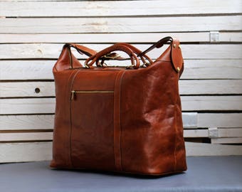 Leather Travel Bag,Leather Duffel Bag,Weekender bag,Duffel Bag,Leather overnight bag,Cabin Travel Bag,Brown duffel,Gym Bag