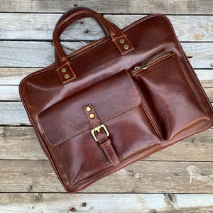Porte-documents en cuir, porte-documents en cuir marron, porte-documents en cuir pour homme, sac pour ordinateur portable, sac en cuir, cadeau pour lui, sac à bandoulière, porte-documents homme